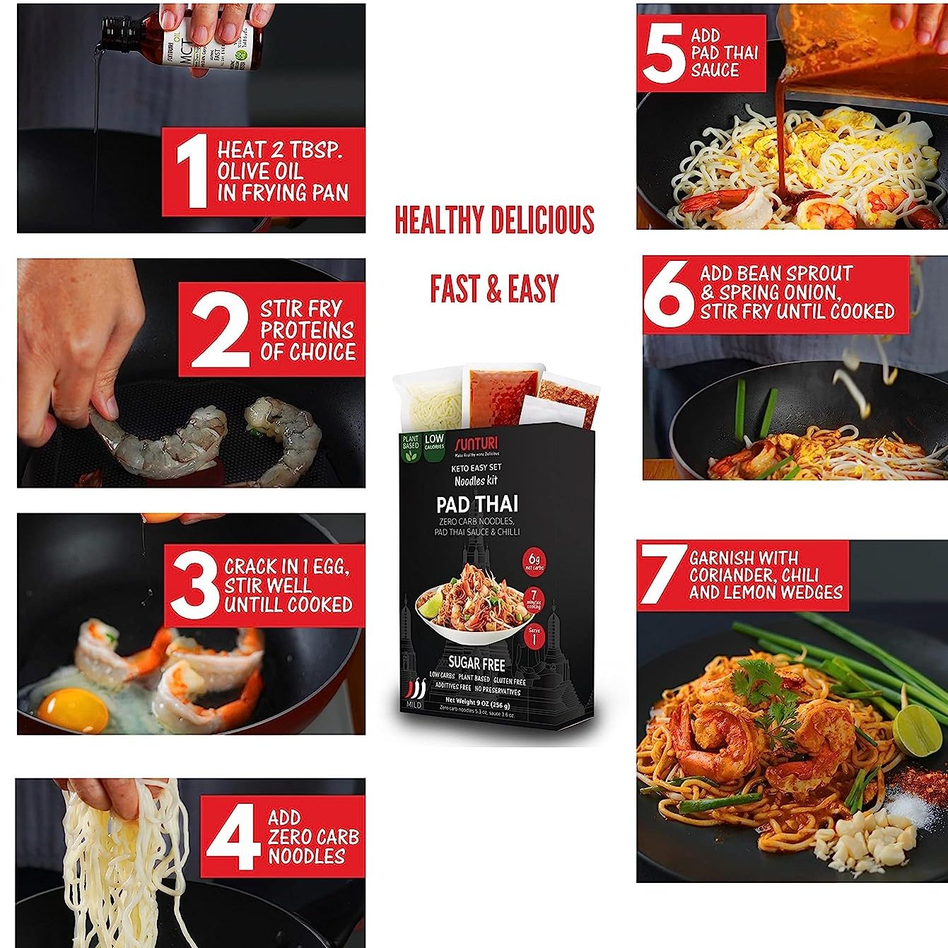 Pad Thai Keto Noodles Kit Cooking Instructions