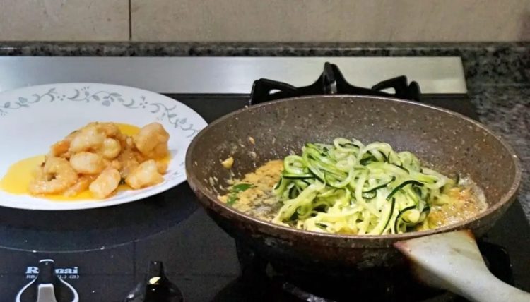 Salted Egg Prawn Zoodles